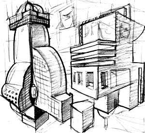 b&w city